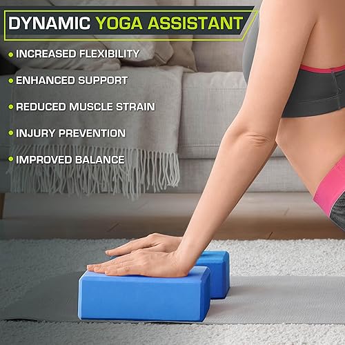 Miniatura 5 de Prosource Bloques de yoga de espuma de ajuste, ladrillos de yoga EVA de alta densidad de 4 x 6 x 9 pulgadas (juego de 2)