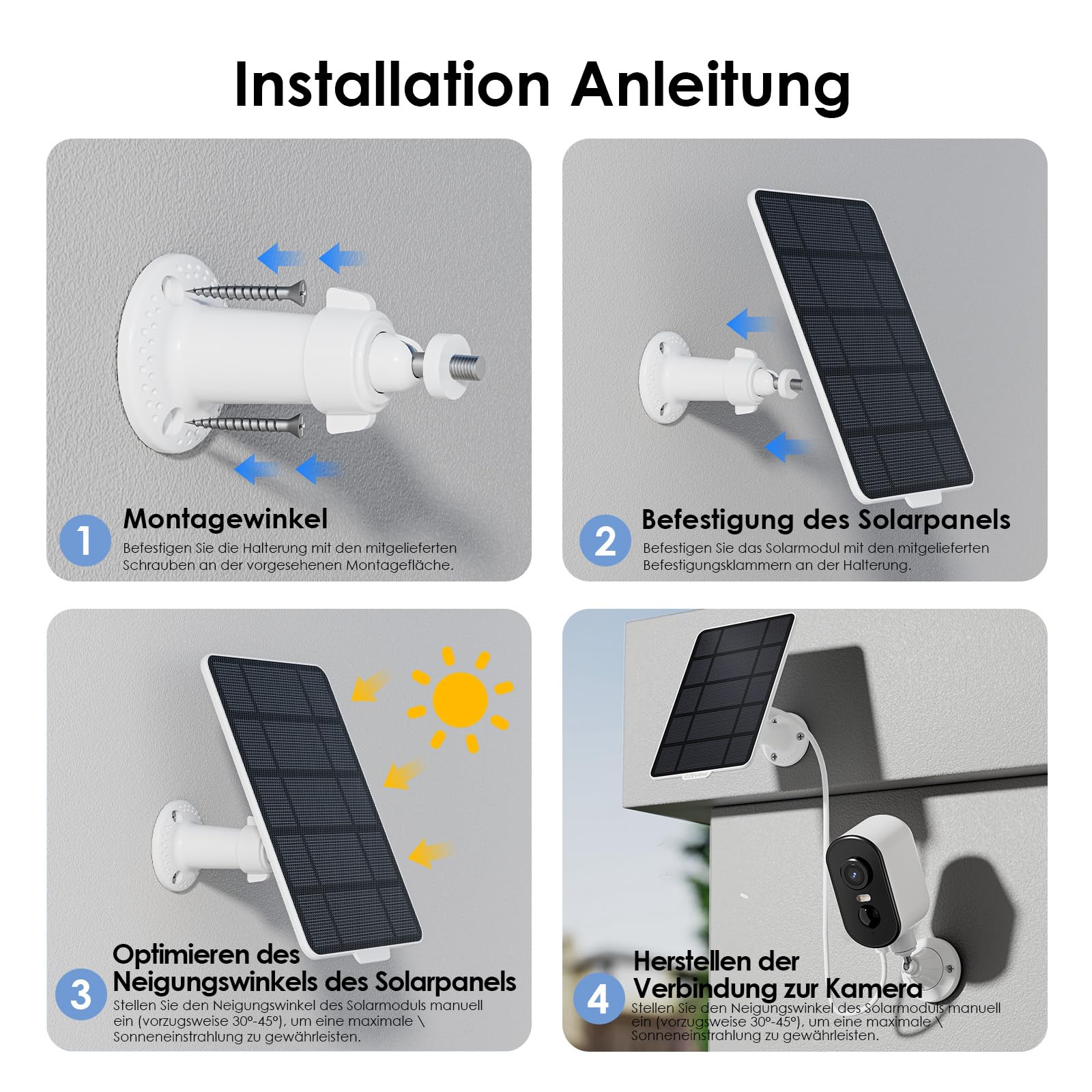 Pannello solare di tipo C da 3 W per telecamere di sorveglianza, 5 V/1 A, impermeabile, alta efficienza e alimentazione durevole