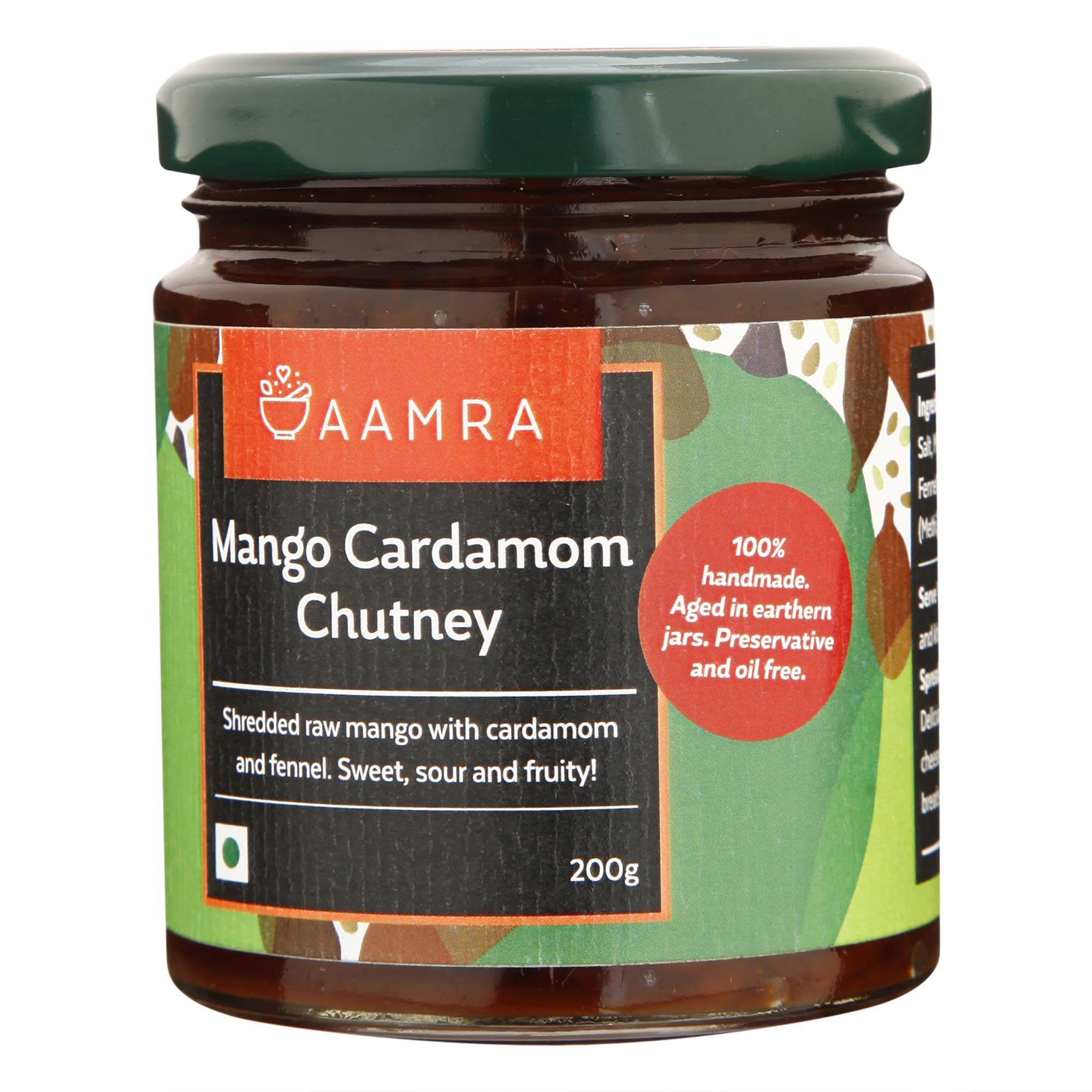 Aamra Homemade Mango and Cardamom Chutney, No Artificial Preservatives, Oil-Free, Gluten-Free- 200 Grams 2