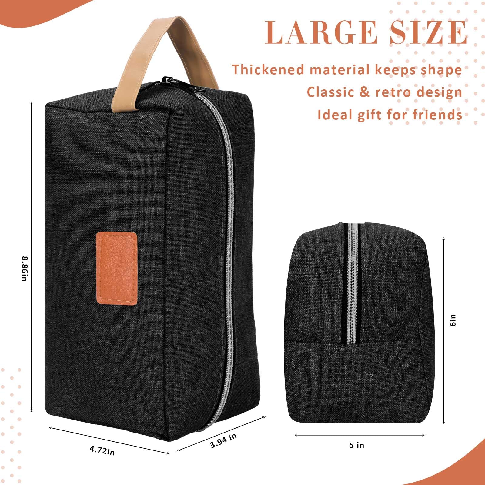 Paterr Lot de 8 trousses de toilette de voyage à suspendre pour homme - Résistante à l'eau - Sac de rangement portable - Cadeaux de Noël pour homme, Noir , 1