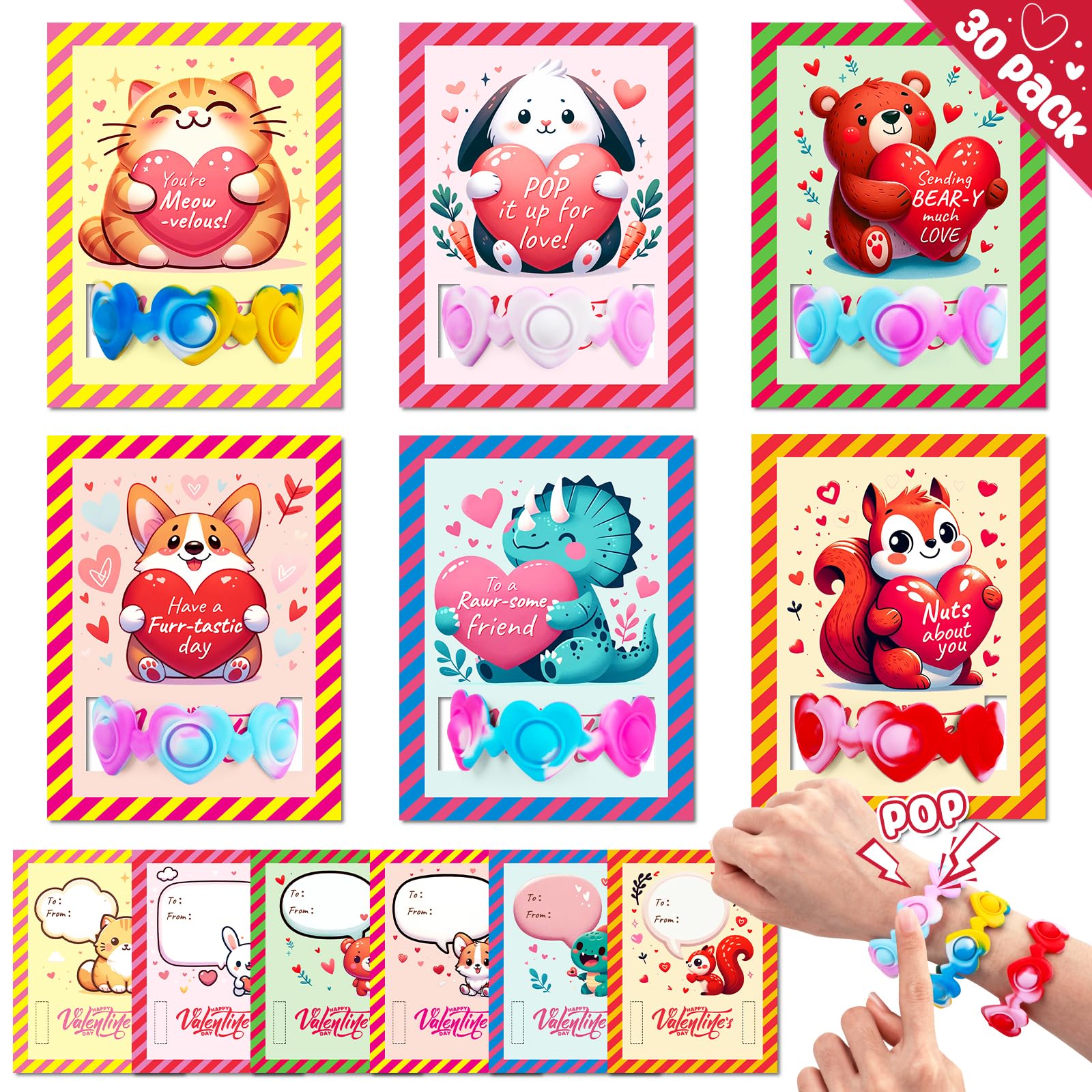 Snapklik.com : Valentines Day Cards For Kids Classroom, 30 PCS Pop ...
