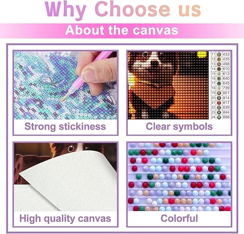 Miniatura 9 de Kits de pintura de diamantes para adultos, extraño pájaro redondo, taladro completo 5D, kit de arte de pintura de diamantes para decoración del