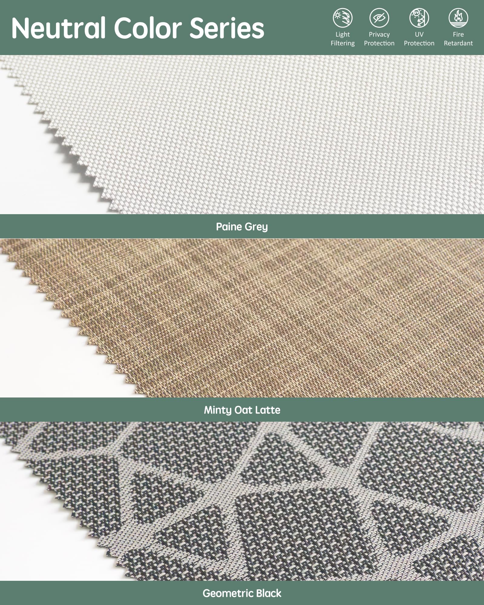 Yoolax Motorized Outdoor Shades Smart Blinds Compatible with Alexa Google, Remote Control Sun Shades Smart Blinds for Porch Patio, Fabric Sample (Multicolor)