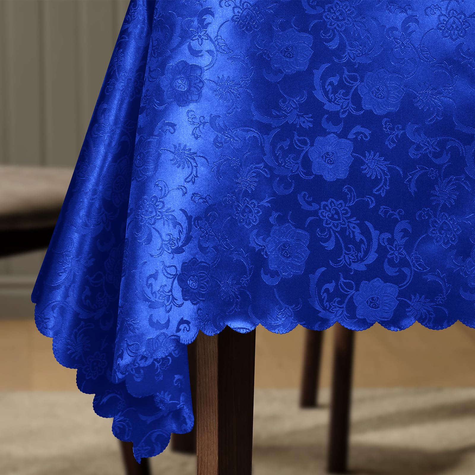 2 Pcs Rectangle Table Cloth Royal Blue, Elegant Jacquard Pattern Tablecloth 60" x 120", Satin Table Cover for Dinner Party Banquet Holiday