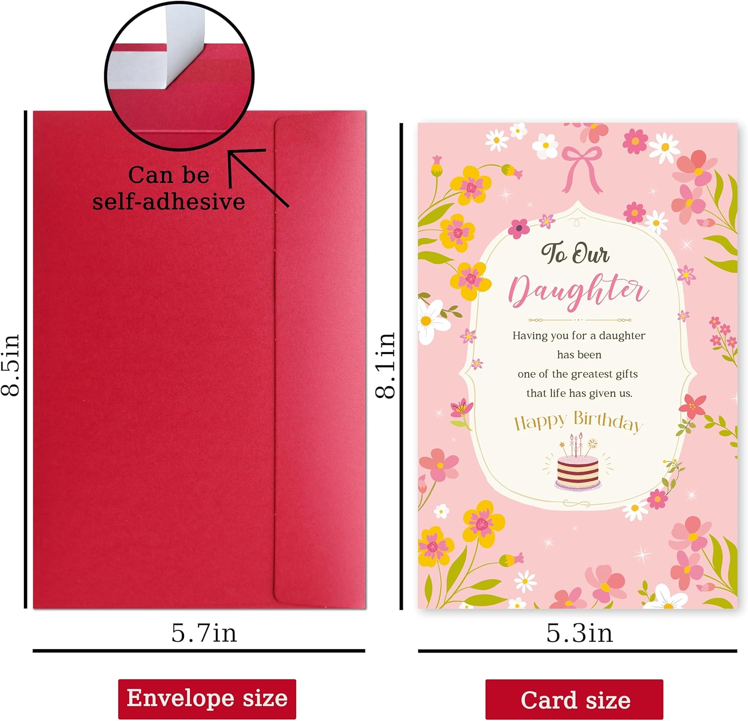 Happy Birthday Card for Her, Daughter Birthday Card from Mom and Dad, Bday Cards Gift for Daughter Adult - Image 2