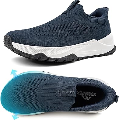 Sosenfer Men's Slip-On Trainers, Hands-Free Trainers with Mesh, Lightweight | Breathable, comfortable hands-free leisure shoes with cushioning tread sole for everyday life, walks, outdoors