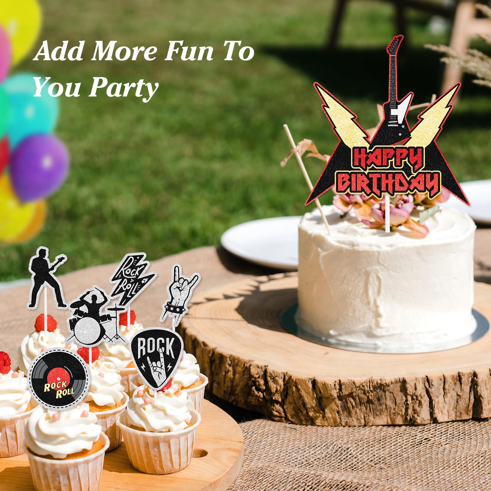 Rock Music Happy Birthday Cake Topper | Rock N Roll Party Decoration For Kids, Boys & Girls, LIANGSS - View #8