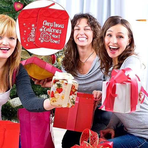 Miniatura 5 de 6 agarraderas de Navidad con bolsillo para cocina, almohadilla caliente, guantes de horno, bolsa de galletas para regalo de Navidad, cocina, hornear
