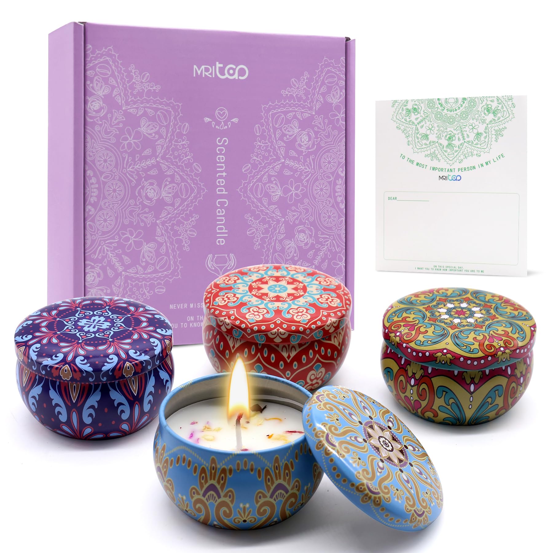 Scented Candles Gift Set Aromatherapy Candles for Home Soy Non Toxic Candles for Women Luxury Valentines Gift Candles for Bathroom Bedroom