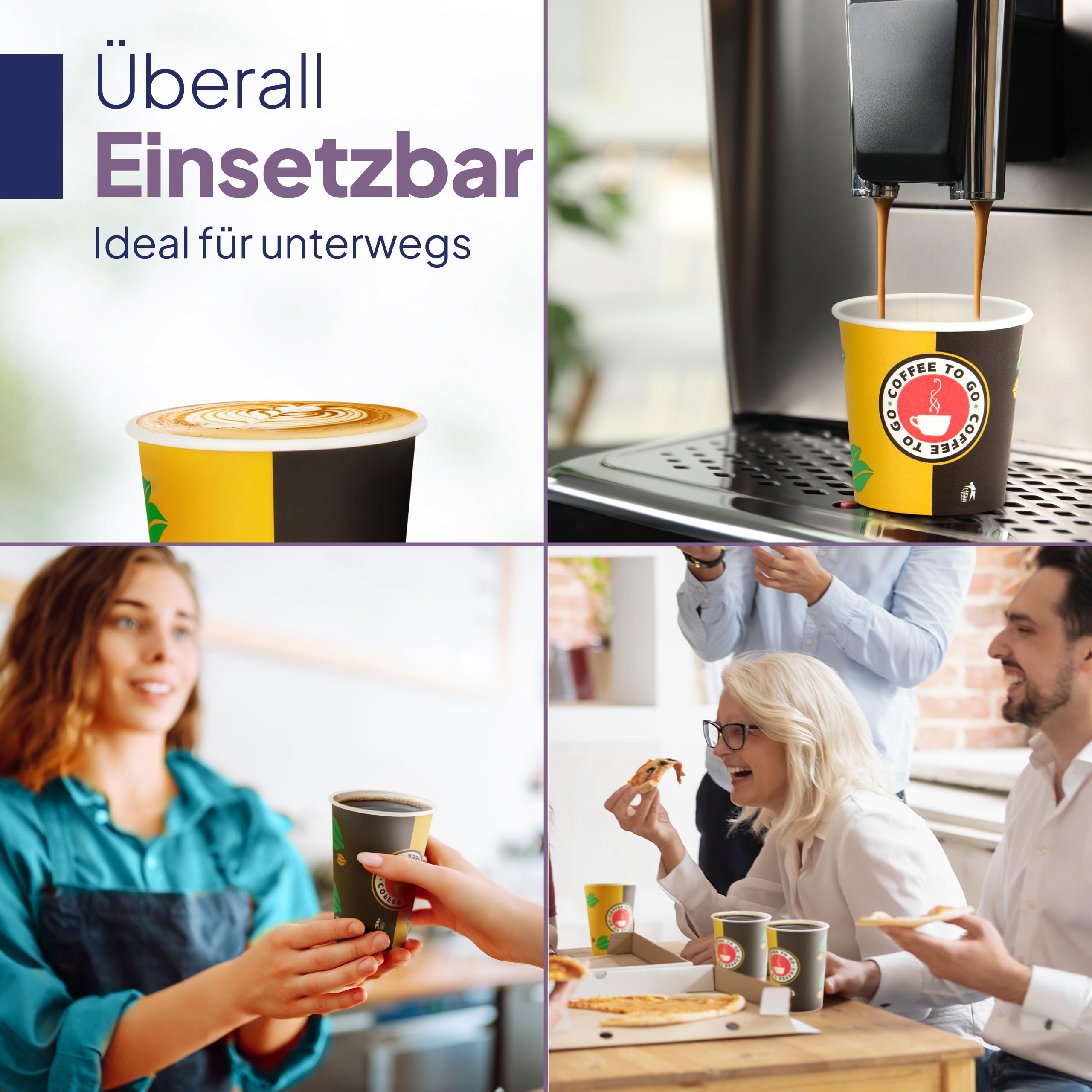 Inoverse 1000 stück Pappbecher, Einweg Coffee to Go Becher - 300ml, Kaffee to go Becher Pappe, 12oz Trinkbecher für Tee, Einwegbecher, Papierbecher, Kaffeebecher to go, Kaffeetassen, Ø 90 mm