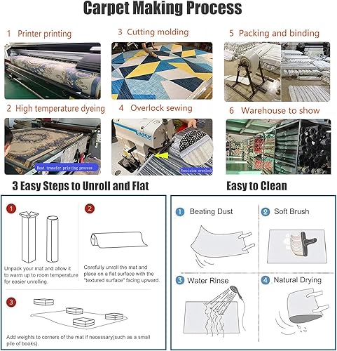 Miniatura 8 de Alfombra geométrica verde para sala de estar, dormitorio, entrada, alfombra antideslizante lavable, 1.8 2.4 3 4 5.5 19.7 ft de largo (0.9x3m3x10ft)