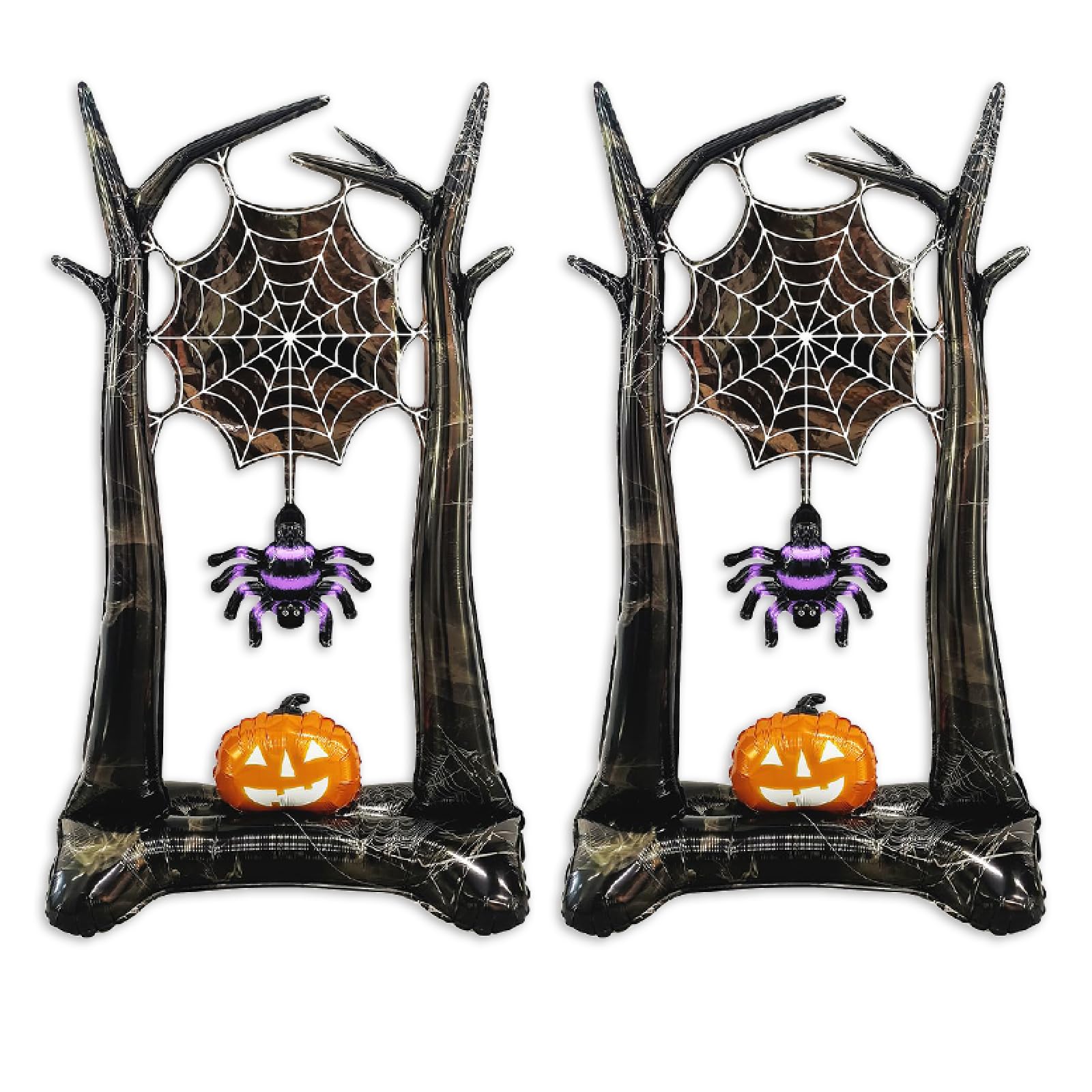 Halloween Balloons with Spider Web Pumpkin Balloons Standing Balloon Foil Balloon for Halloween Horror Spooky Party Decorationes Supplies 2 PCS 27.16 * 47.24?in?