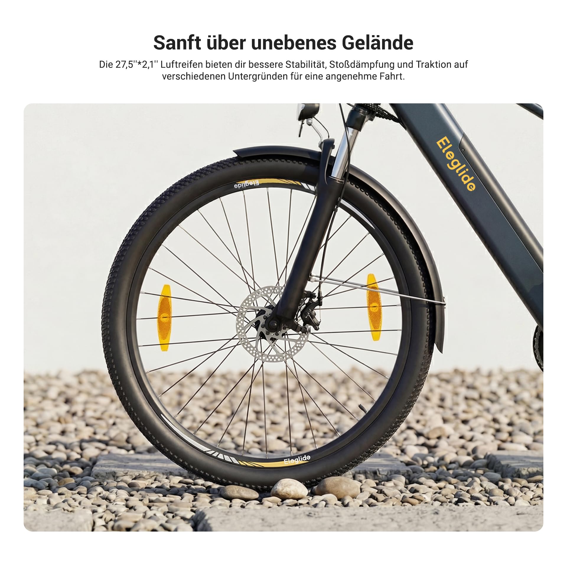 Eleglide E-Bike, T1 Elektrofahrrad 27.5'' Trekking E-Cityrad mit 13Ah Akku, 100KM Lang Range, 250W Motor, 7 Gäng E-Mountainbike für Damen und Herren, Doppelscheibenbremsen