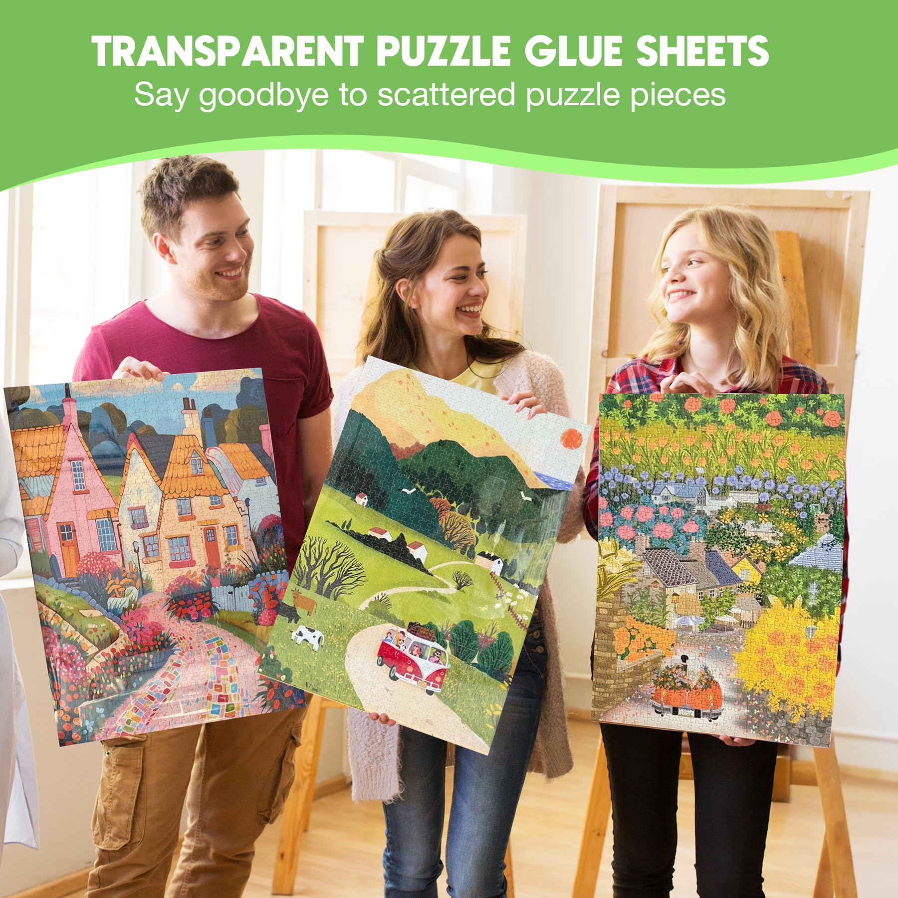 Nariolar Feuilles de colle transparente ultra adhérente pour puzzle