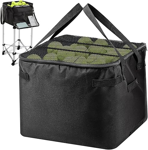 Aliceset Pelotas de tenis, tolva, cesta de pelotas de tenis, contenedor con bolsillos laterales, bolsa ligera para carrito de enseñanza para recoger