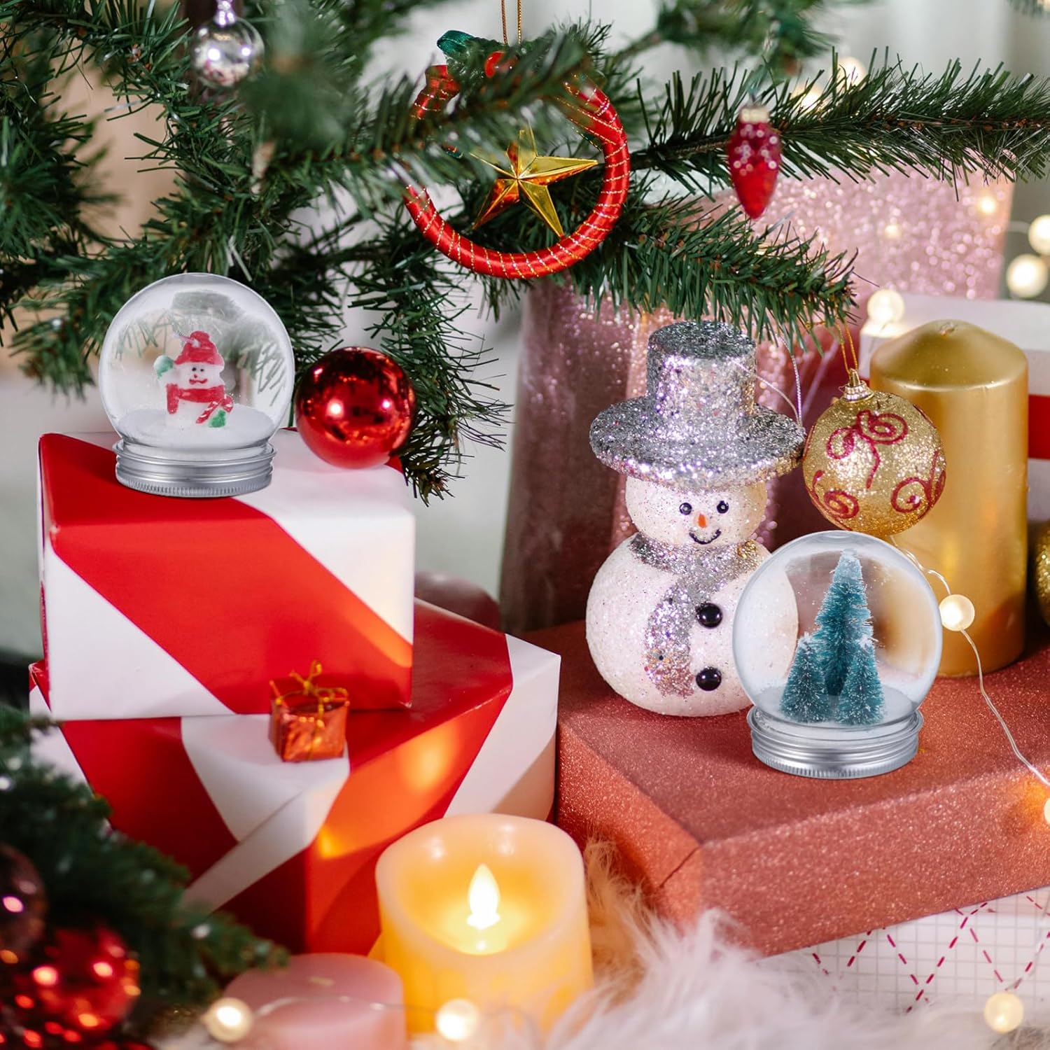 Homoyoyo 40pcs Water Globes Fillable Candy Bottles Cap for Creative Crafts Snow Globe Projects and Holiday Decorations