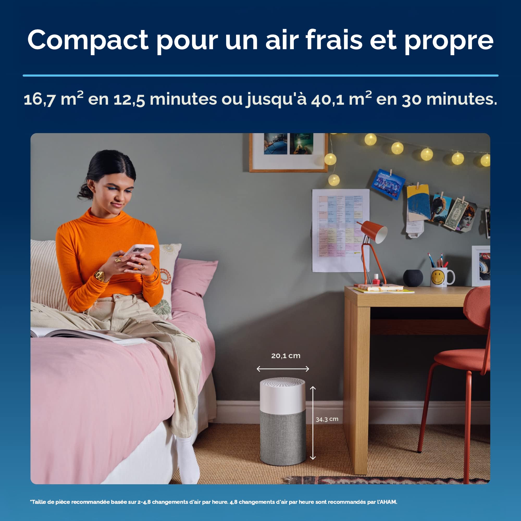 Blueair Mini Max - Purificateur D'air Portable Ultra Silencieux Pour Chambre Et Bureau
