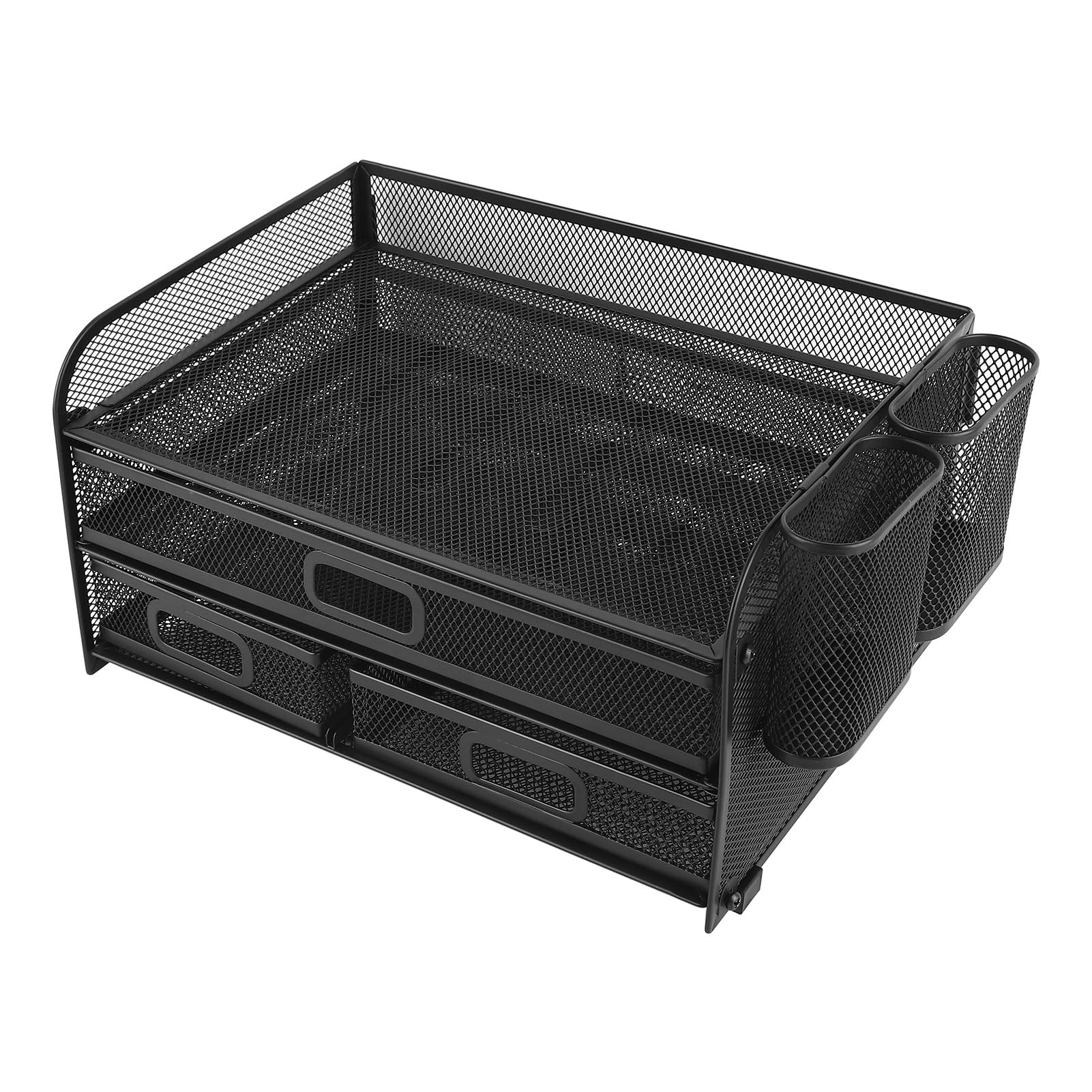 Organizzatore da scrivania a 3 ripiani in rete, organizer da scrivania in rete con 5 scomparti, scaffale pieghevole multifunzionale per ufficio, studio e