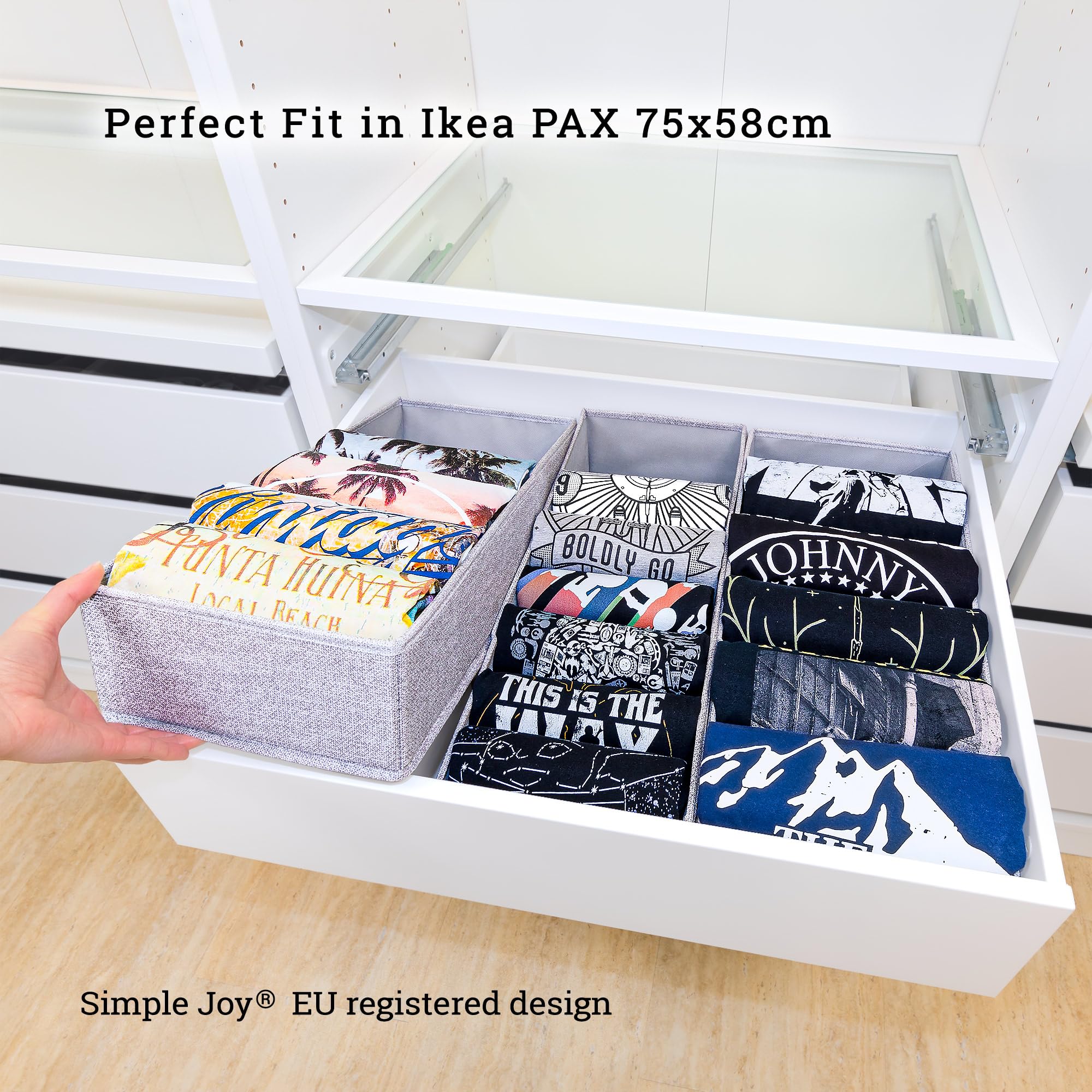 SIMPLE JOY® Organizador de cajones compatible con Ikea (PAX75 (3 compartimentos))