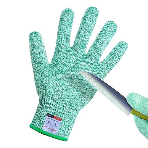 Vista 39 de Guantes de corte, 1 par de guantes resistentes a los cortes de grado alimenticio, guantes resistentes a cortes para cocina, pelado de ostras, Gris