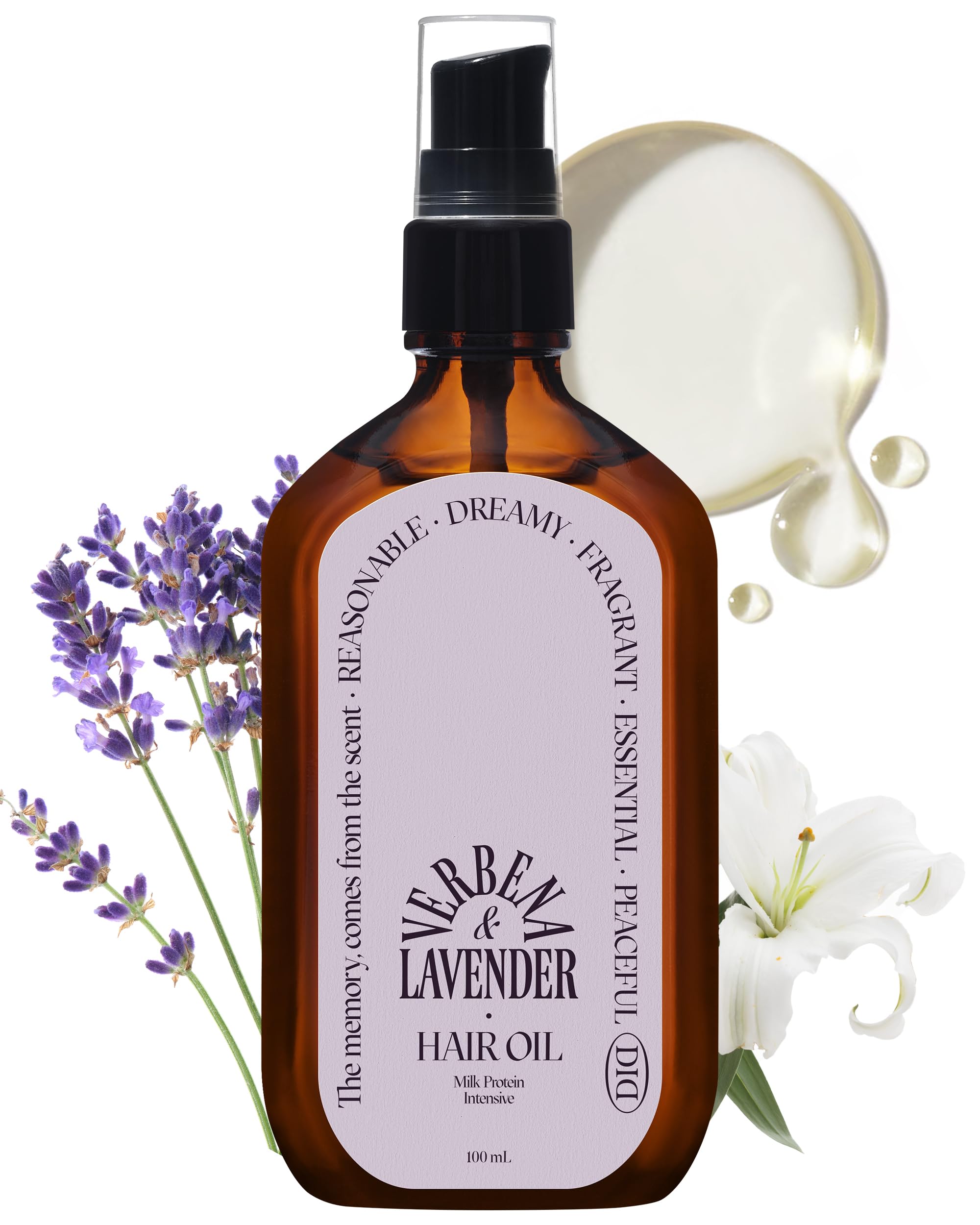 ODID Milk Protein Intensive Perfume Hair Oil - Korean Anti Frizz Nourishing & Smoothing Hair Serum - Subtle Verbena Lavender Scent - with 10,000ppm