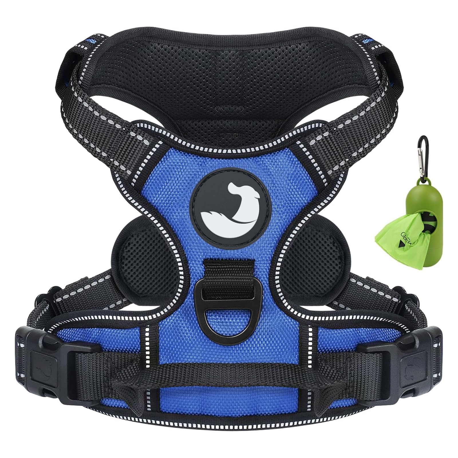 Joytale No Pull Dog Harness Medium Sized Dog, Reflective Pet Vest with Front Clip, Adjustable Soft Padded Harnesses with Easy Control Handle for Training and Walking, Navy Blue, M