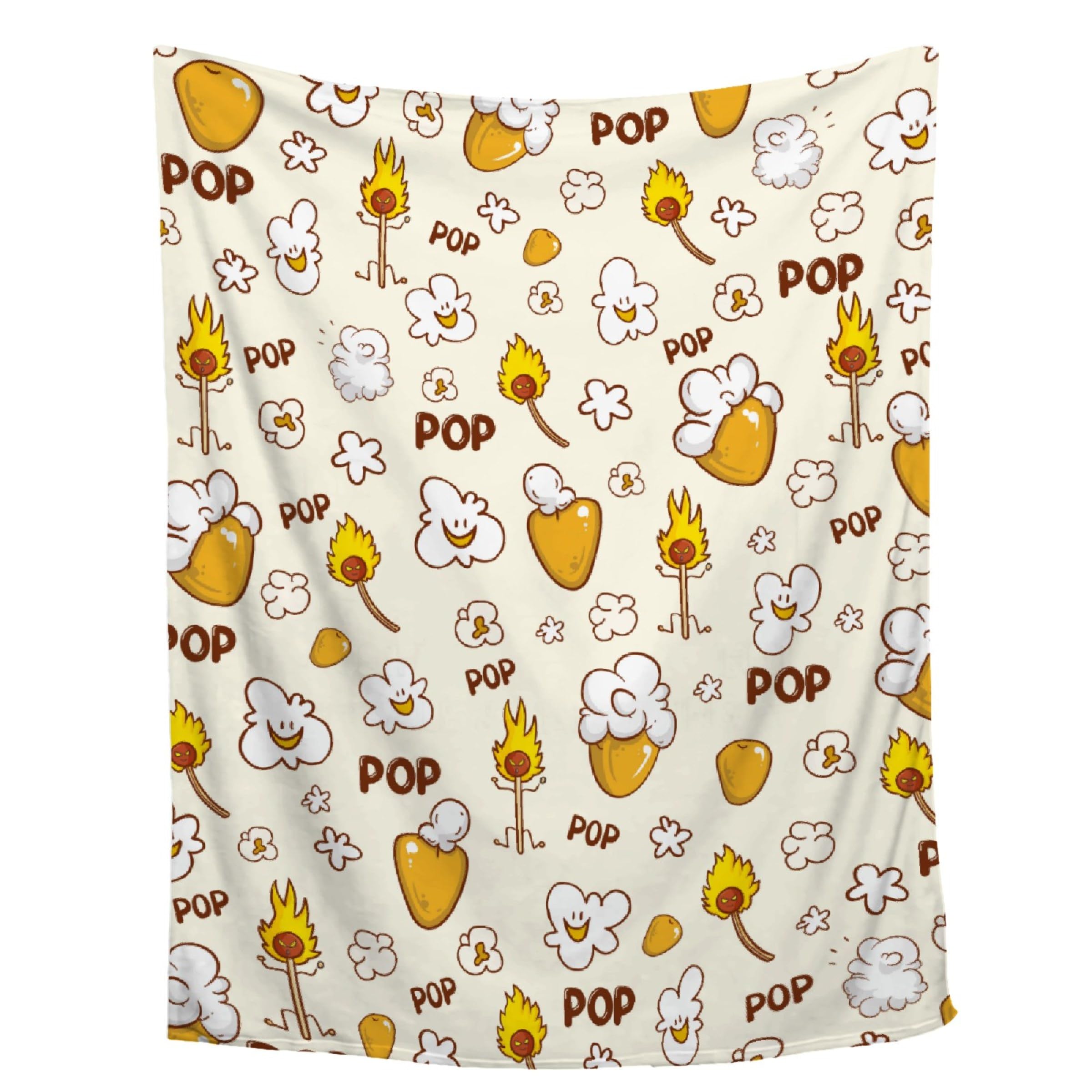 Cute Popcorn Blanket Food Blanket,Popcorn Gift for Popcorn Lover,Popcorn Fun Novelty Bed Blanket,Lightweight Super Soft Cozy Throw Blanket for Couch
