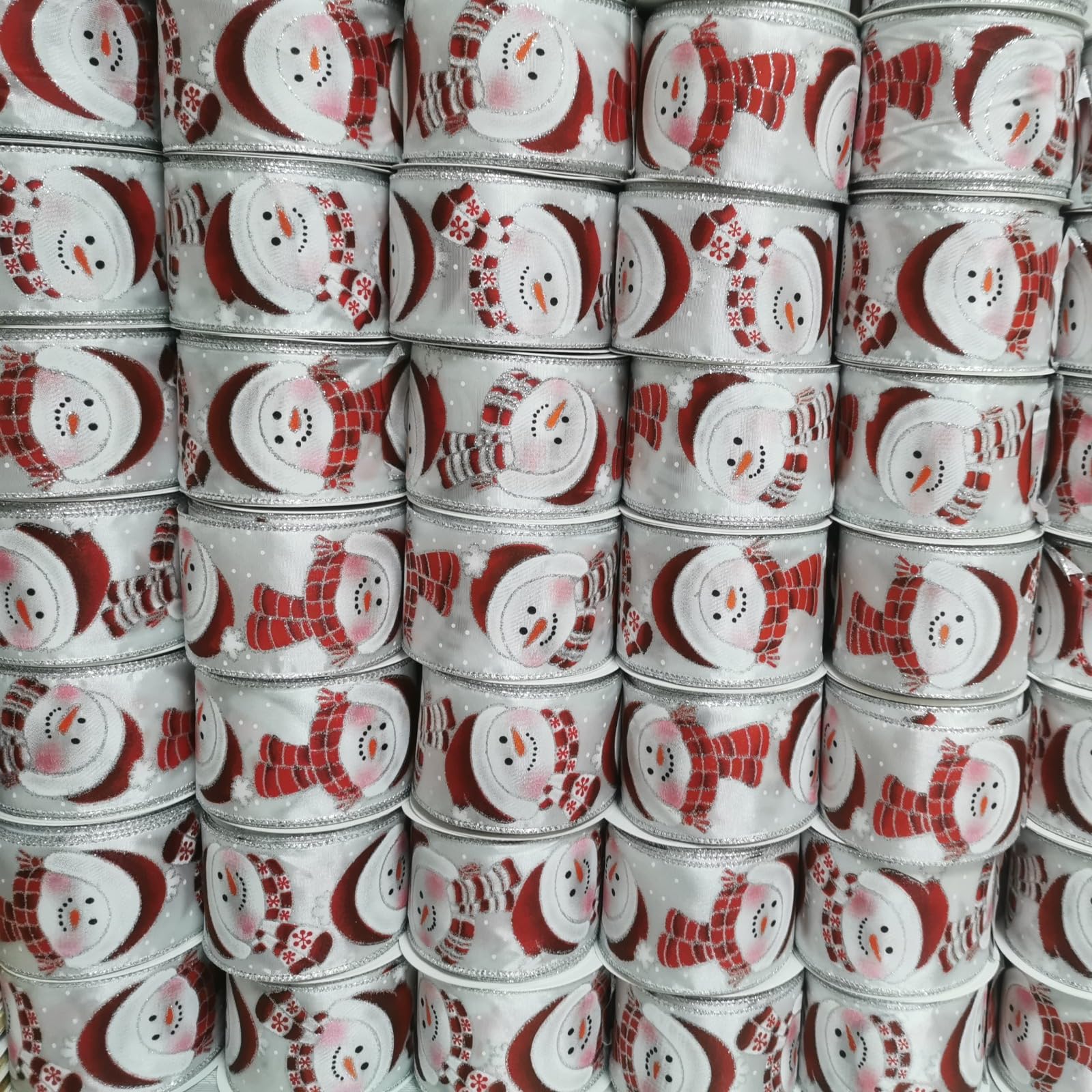 HATIANGE Wired Satin Ribbon Christmas Snowman for Home Decor Gift Wrapping, DIY Crafts, 6.3CM x 10 Meters per roll - Image 3