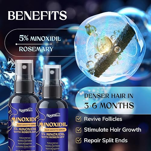 Miniatura 2 de Crecimiento del cabello de minoxidil al 5% para hombres y mujeres paquete de 2 sueros de tratamiento de pérdida de cabello minoxidil extra fuerte