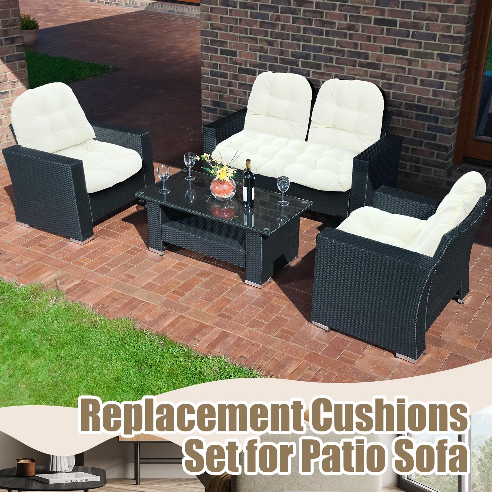 Coussin Sectionnel Exterieur Keter Corfu Wicker Outdoor Loveseat