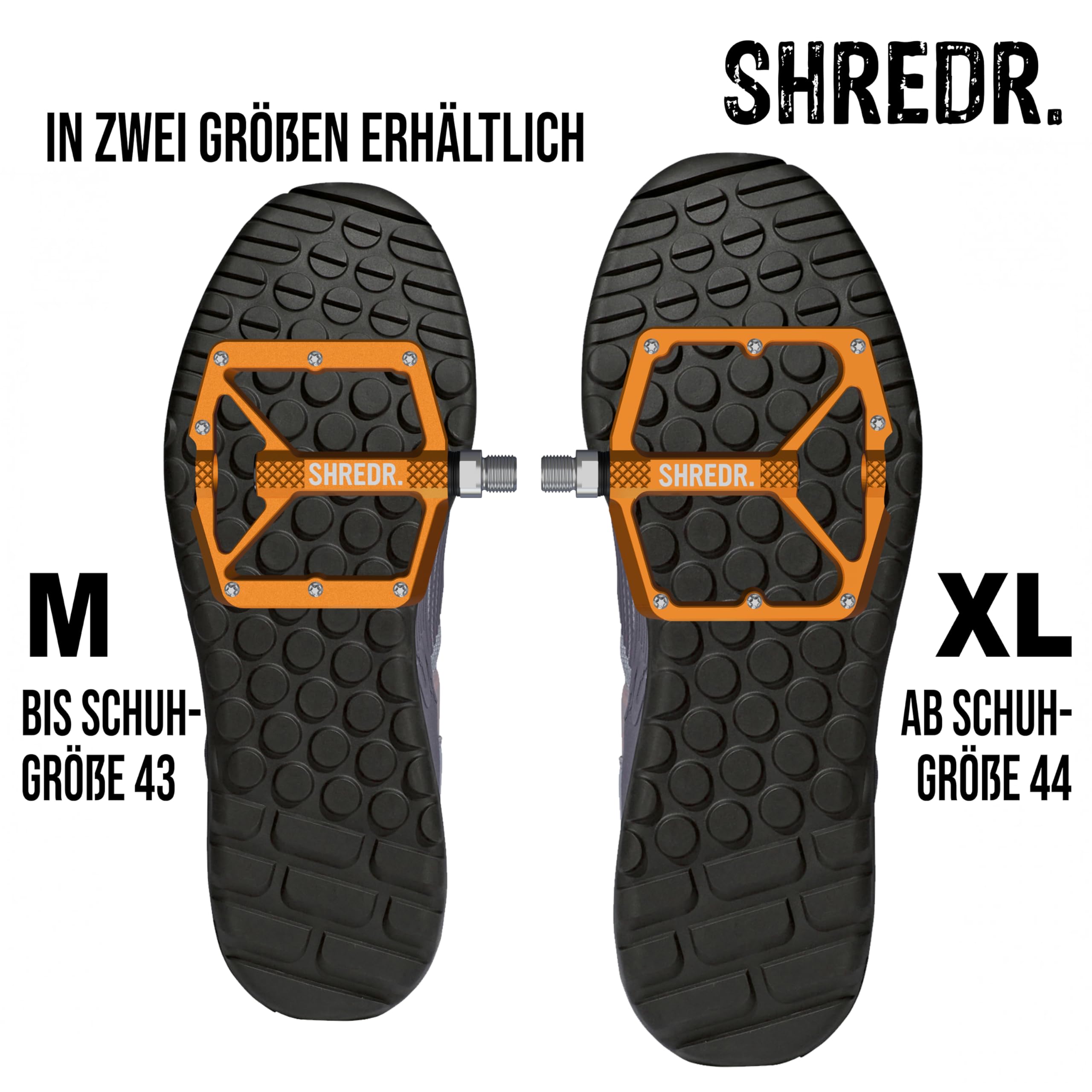 Shine - Pédales plates de qualité supérieure pour VTT - Avec réflecteurs (conformes à la StVZO) - 2 tailles