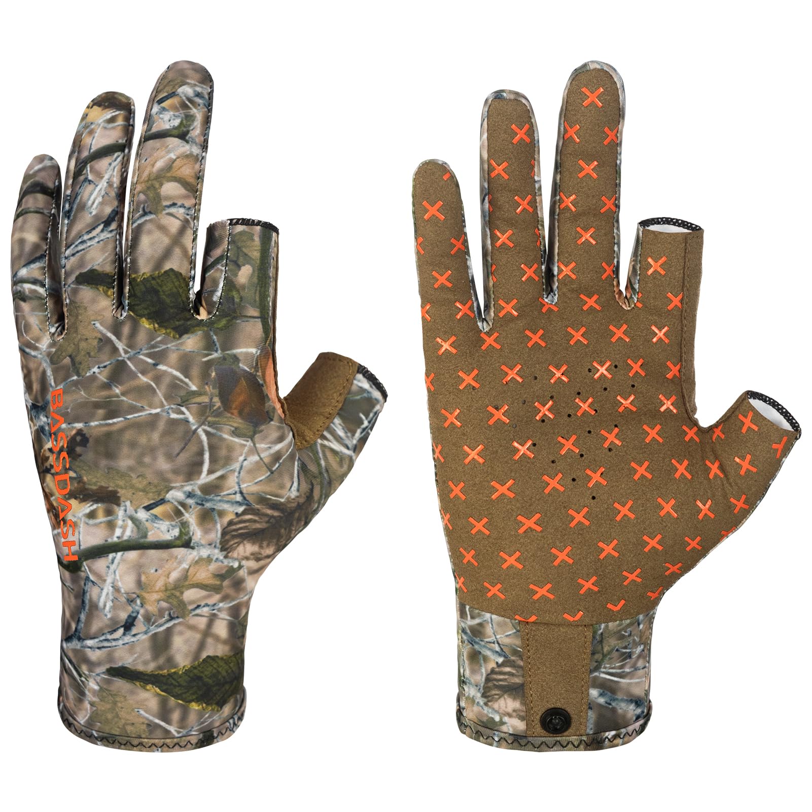 BASSDASH UPF 50+ Unisex Camo Hunting Gloves Fingerless Lightweight HG03 — image 1