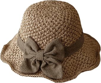 Crochet Sun Hat for Women Narrow Floppy Brim Straw Beach Hats Bowknot Travel Bowler Hat Spring Summer