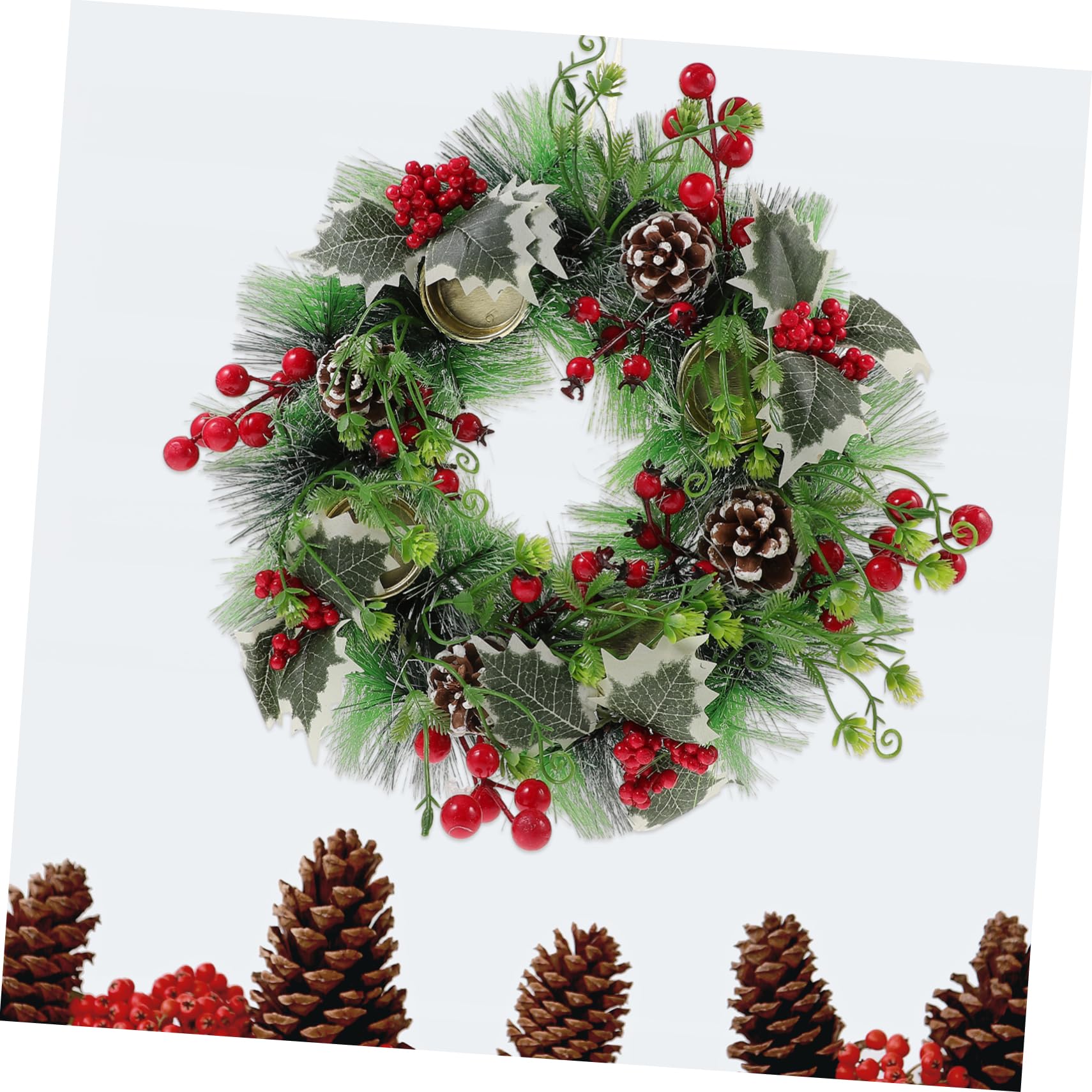 Cabilock Christmas Candle Wreath Decor Xmas Candle Rings Festive Centerpiece Garland for Home Shop Hotel Charming Holiday Decoration