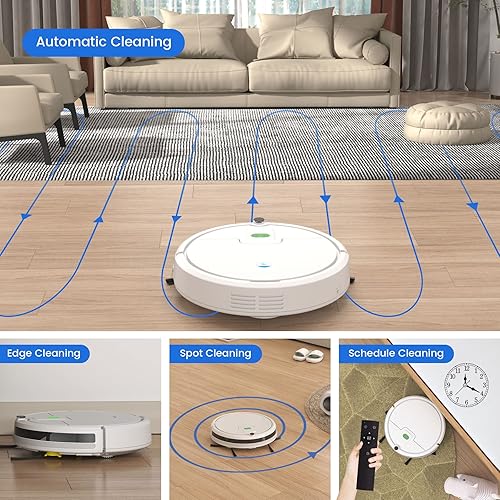 Miniatura 2 de Aspirador robot, aspiradoras automáticas de robot, potente aspiradoras robóticas de succión autoservicio, aspiradora robot delgada ideal para suelos