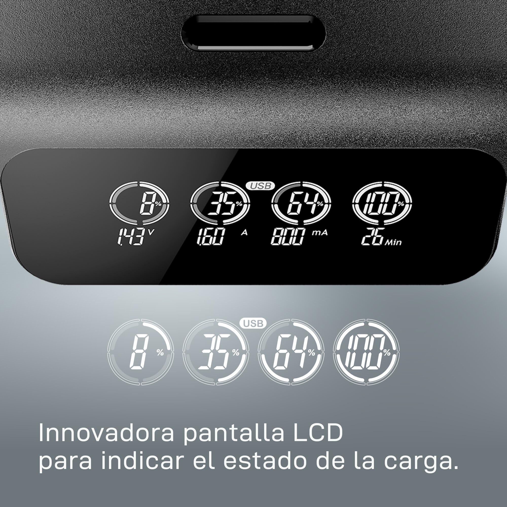 VARTA Cargador de Pilas, Incl. 4X AA 2100mAh, Cargador para Pilas AA/AAA Recargables, LCD Smart Charger+, Carga por Ranura única, 2 Modos: Carga, refresca