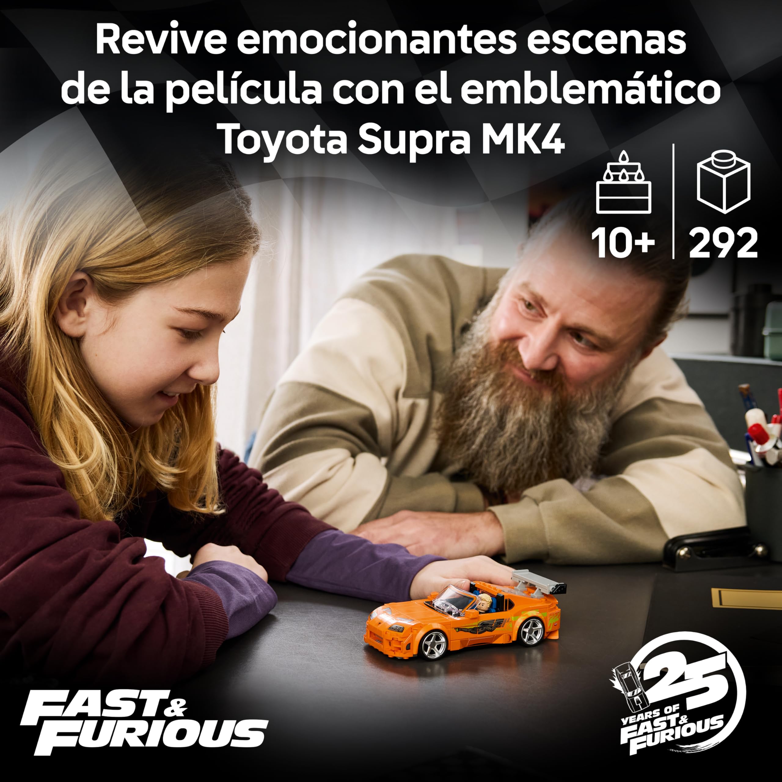 LEGO Speed Champions Toyota Supra MK4 de A Todo Gas - Maqueta de Coche Deportivo de Juguete con Minifigura de Brian O'Conner - Regalo Stem para Niños de 10+ Años Fans de Fast & Furious - 77260