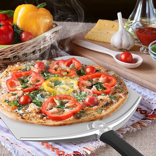 Miniatura 5 de Pala de pizza de aluminio para horno y parrilla, espátula de pizza de 12 x 14 pulgadas para hornear pan y pastel, accesorios para horno de pizza y