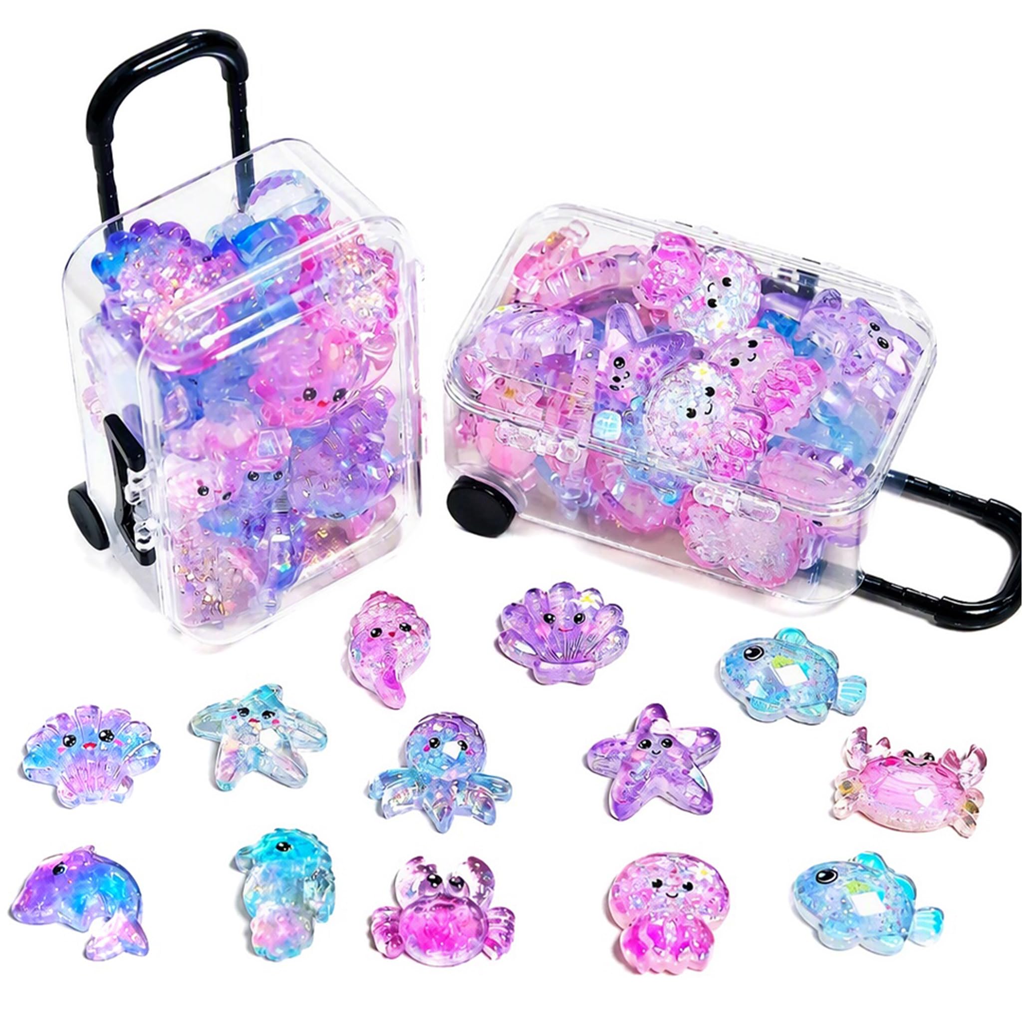 Durdiiy 70PCS Mini Ocean Animal Figurines with 2PCS Suitcase Box