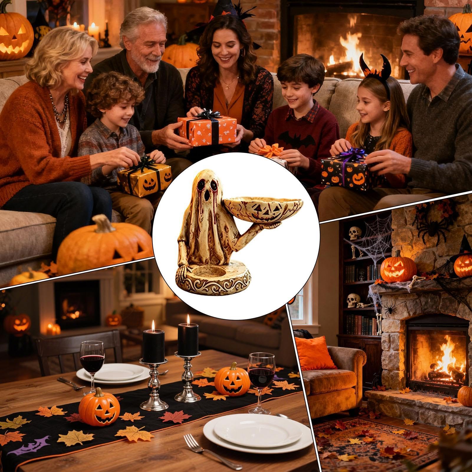 Uchwyt na świeczki Halloween w kształcie ducha z blatem