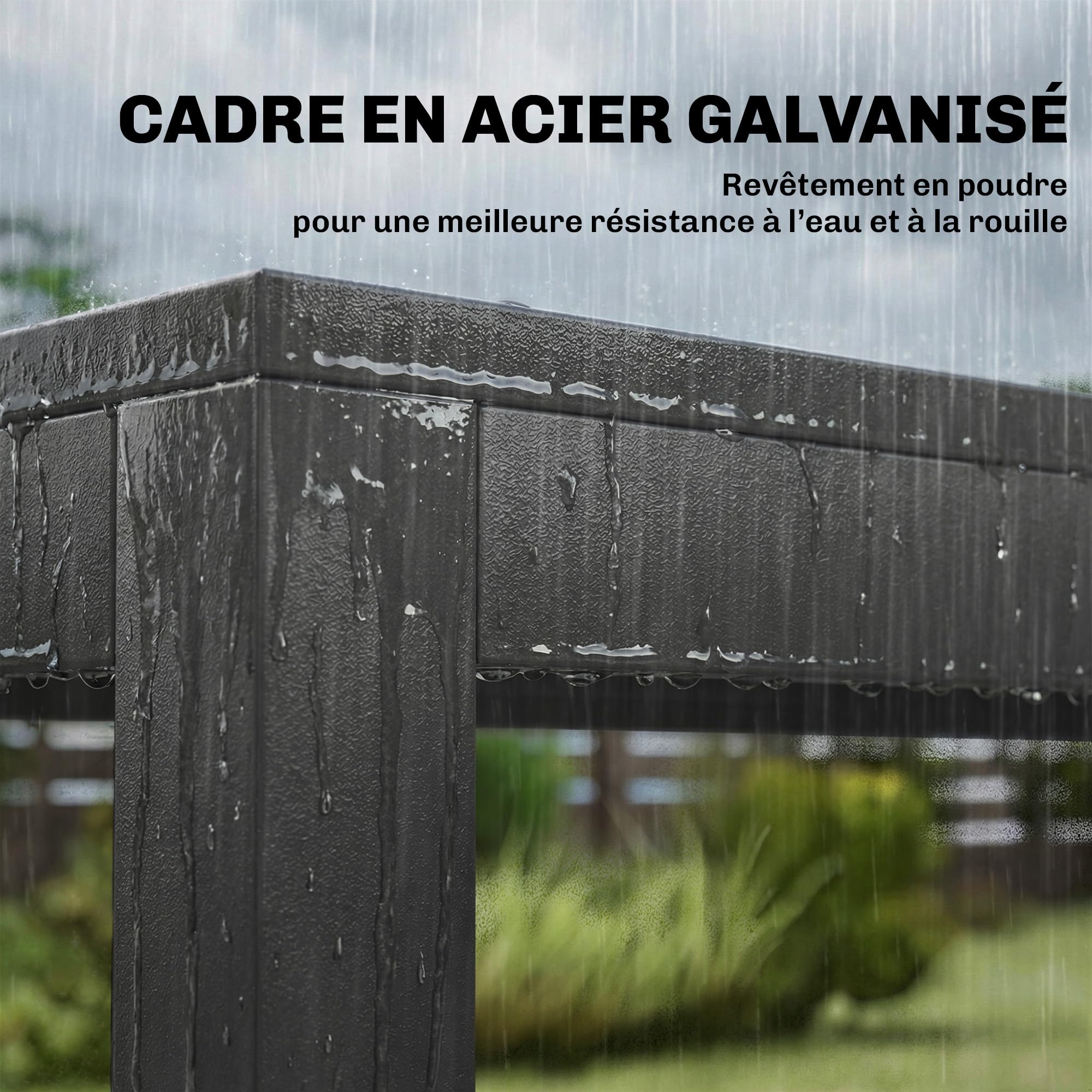 Outsunny Salon de Jardin 7 Pièces - Table Effet Bois sans Entretien et 6 Chaises Empilables en Textilène - Ensemble Mobilier de Jardin Résistant pour Repas en Terrasse, Gris Anthracite