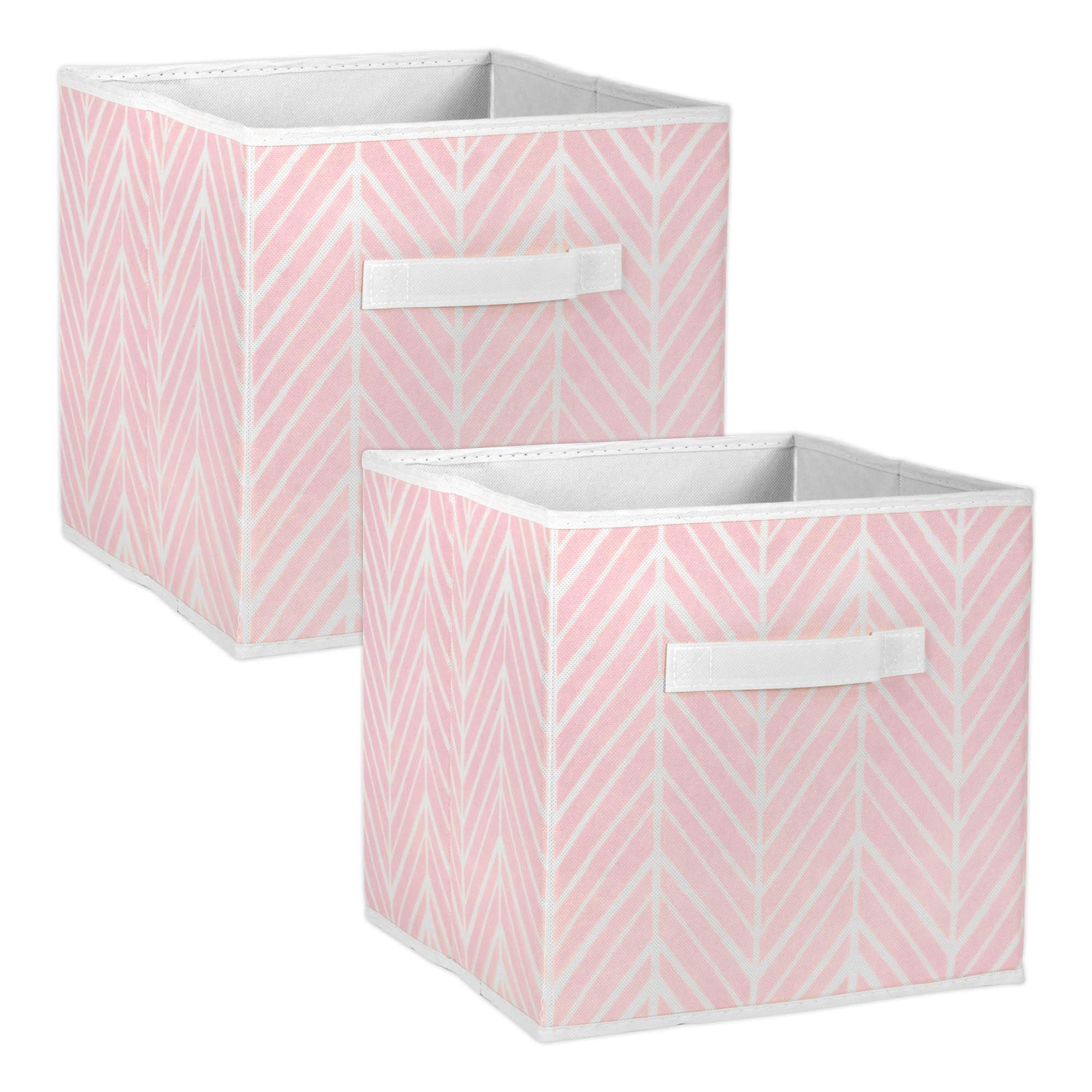 DII Non Woven Storage Collection Polyester Herringbone Bin, Small Set of 2, Mauve, 2 Piece