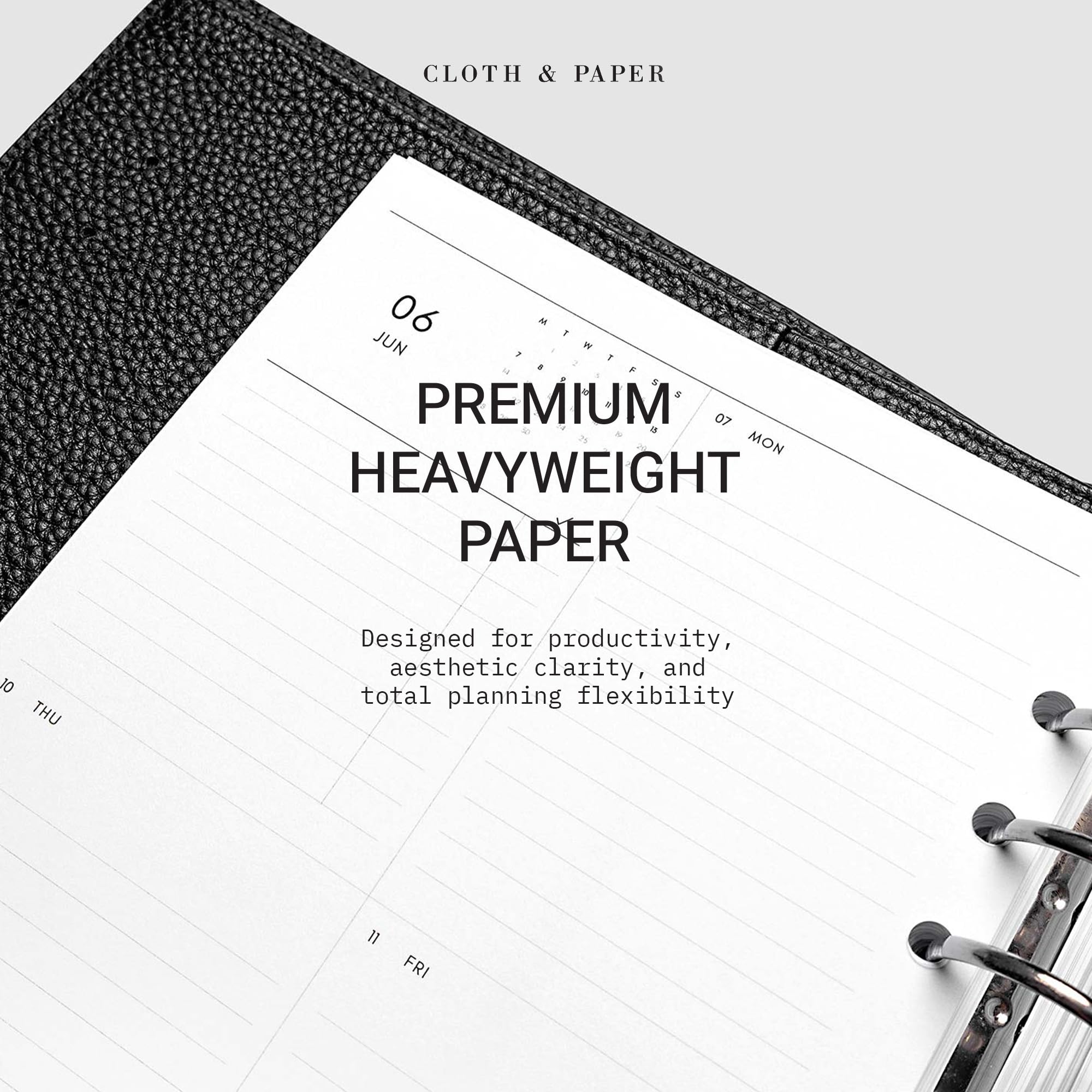 Cloth & Paper Inserti per agenda settimanale 2027 con datazione | Inizio lunedì | Ricarica planner personale | Layout settimanale su 2 pagine | Attività, pagine per appunti, vacanze e osservanze, anno