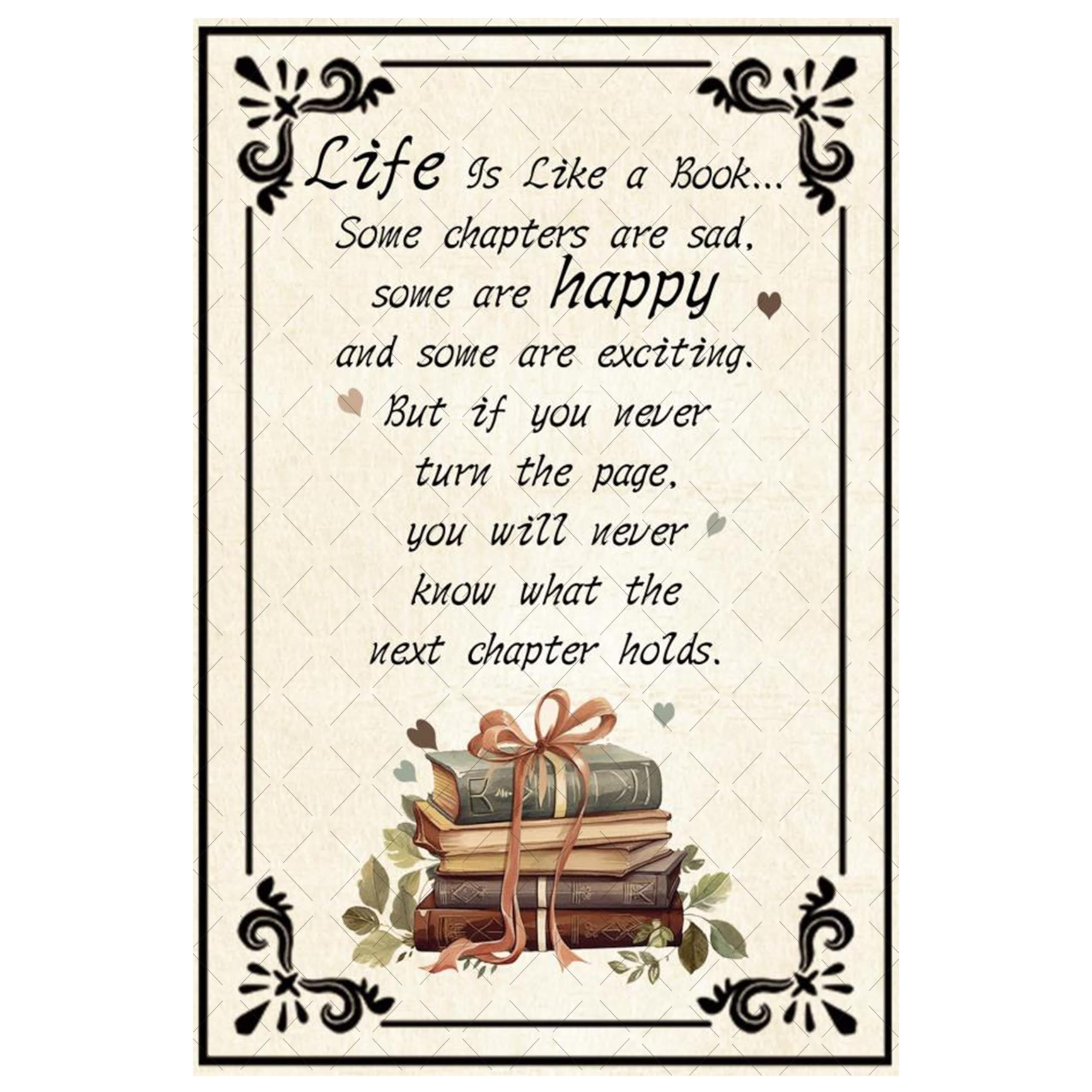 Life is Like A Book Metal Tin Sign Book Poster Inspirational Quote Plaque Reading Decor Book Nook Decor For Office Classroom Library 8x12 Inch