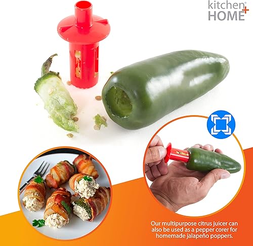 Miniatura 5 de Kitchen + Home Citrus Tap - Exprimidor portátil de limón y lima, boquilla de cítricos de naranja y descorazonador de jalapeño, paquete de 3