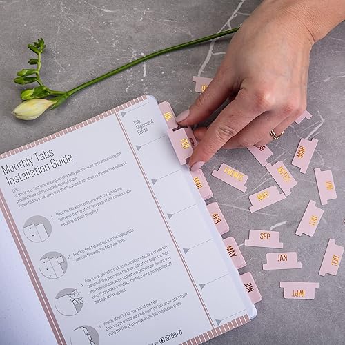 Miniatura 14 de DiverseBee - Agenda laminada, pestañas mensuales, 24 pestañas para cuadernos (pestañas de 12 meses y 12 pestañas en blanco), calendario mensual