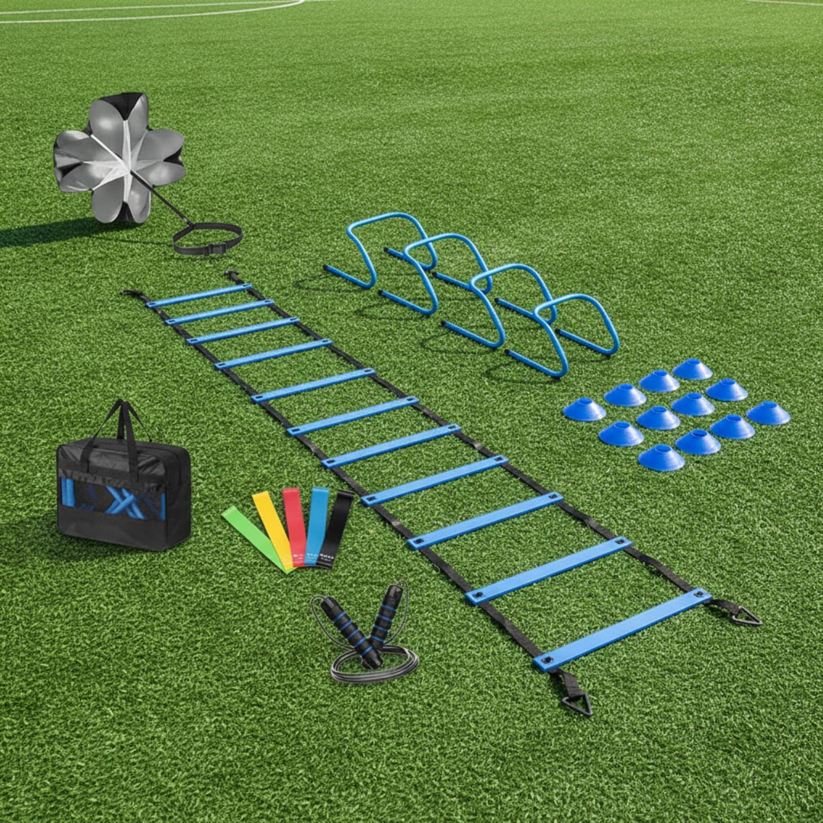 Kit Entrenamiento Vcidad Fútbol Compacto Escalera Vcidad con Paracaídas Profesional Kit Entrenamiento Fútbol para Futbolistas