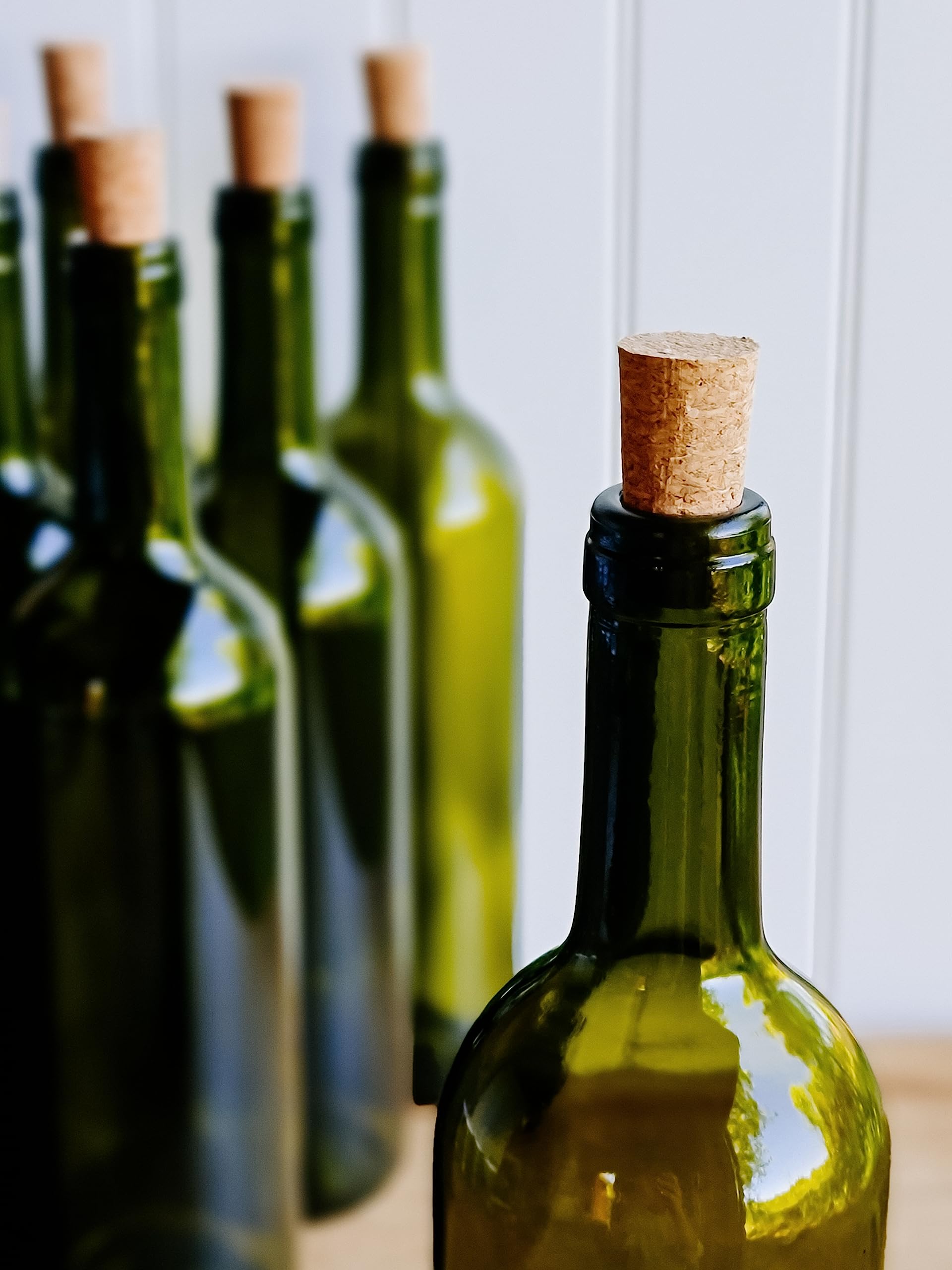 Weinflasche 750 ml mit Etiketten Olivgrün Glasflasche Leere Flasche Likör ohne/mit Korken Wein (16 Stk. mit Korken)
