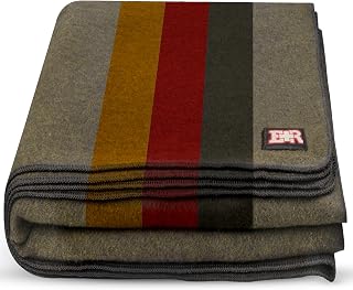 EverReadyFirstAid Military Wool Blanket 95% Wool Washable Queen 96x96 Olive Drab - Durable Emergency Camping Blanket