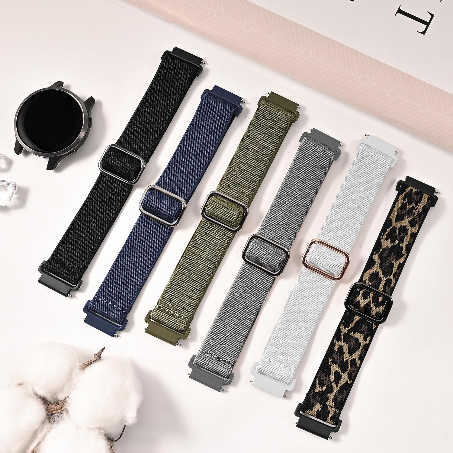 Watch Bands Compatible with Garmin Forerunner 265S/255S/Venu 3S/Venu 2S, 18mm Nylon Stretchy Exercise Strap for Vivoactive 4S/Vivomove 3S Man Woman image 4